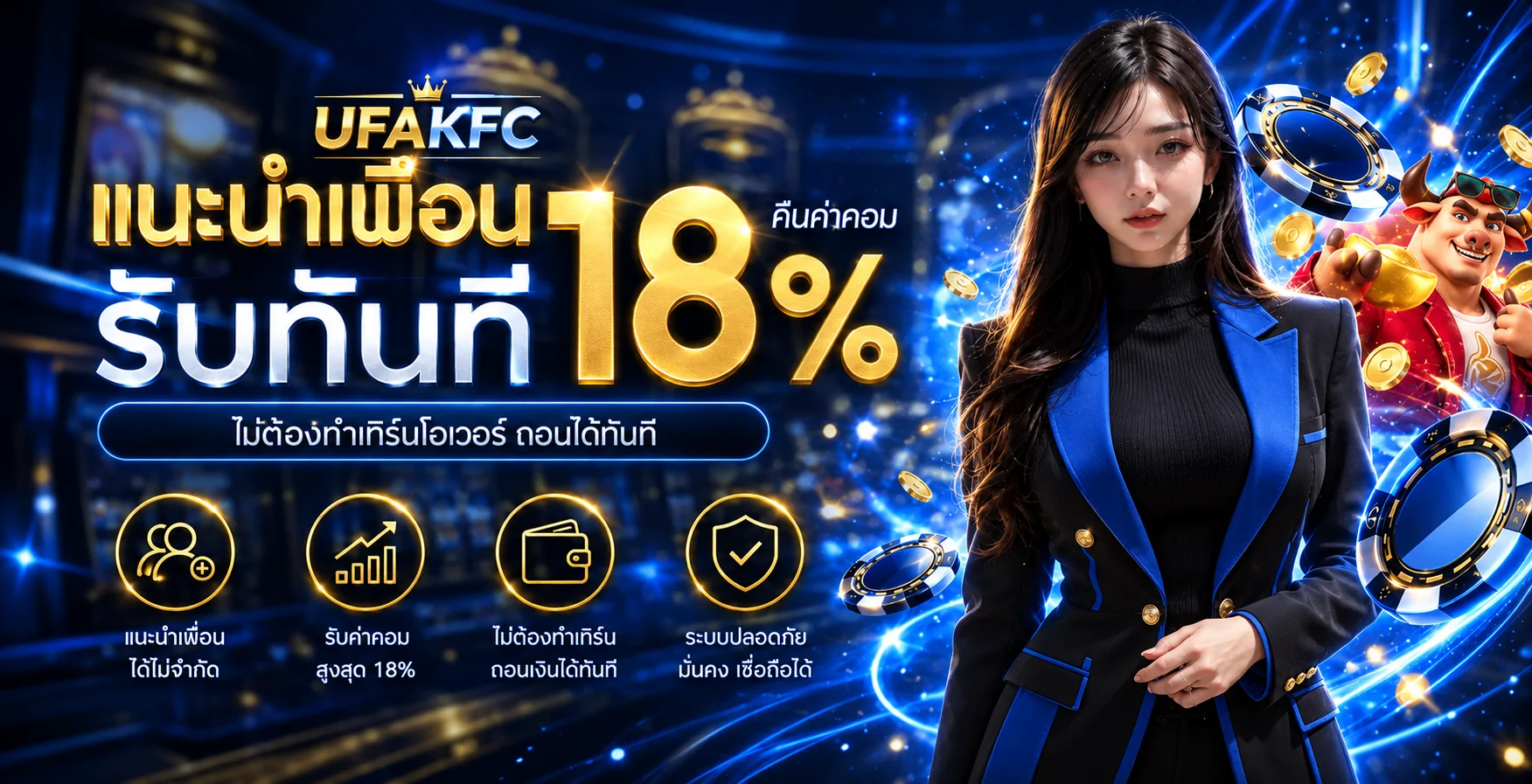 แบนเนอร์ UFAKFC แนะนำเพื่อนรับค่าคอมมิชชัน